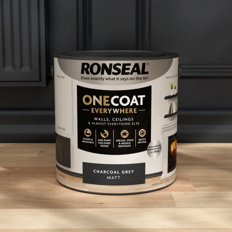 Ronseal One Coat Everywhere Matt Paint 2.5L Charcoal Grey