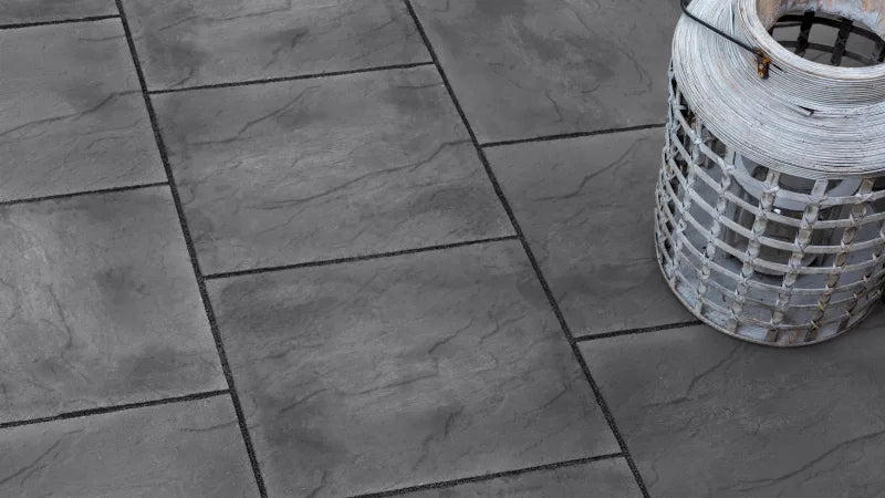 600mm x 600mm x 38mm Riven Slab Charcoal