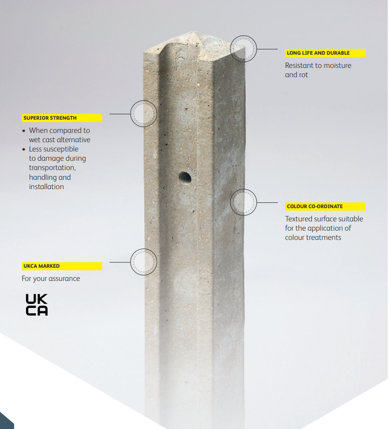 Intermediate Concrete Slotted Fence Post 2.4m